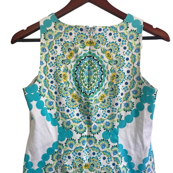 London Times Mandala Print Sleeveless Cotton Mini Shift Dress Size 6 - Picture 2 of 8